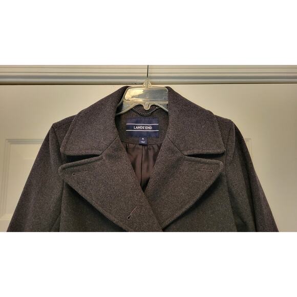 Lands End Wool Blend Women's Double Breasted Pea Coat Gray Size 4 - Picture 4 of 16